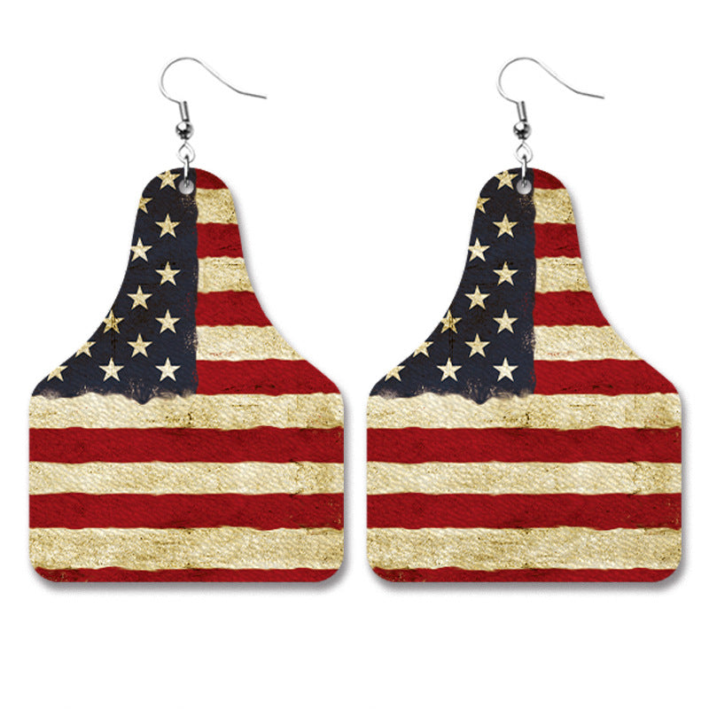 Wholesale Western Cowboy Retro Leather Geometric Old PU Personalized Earrings